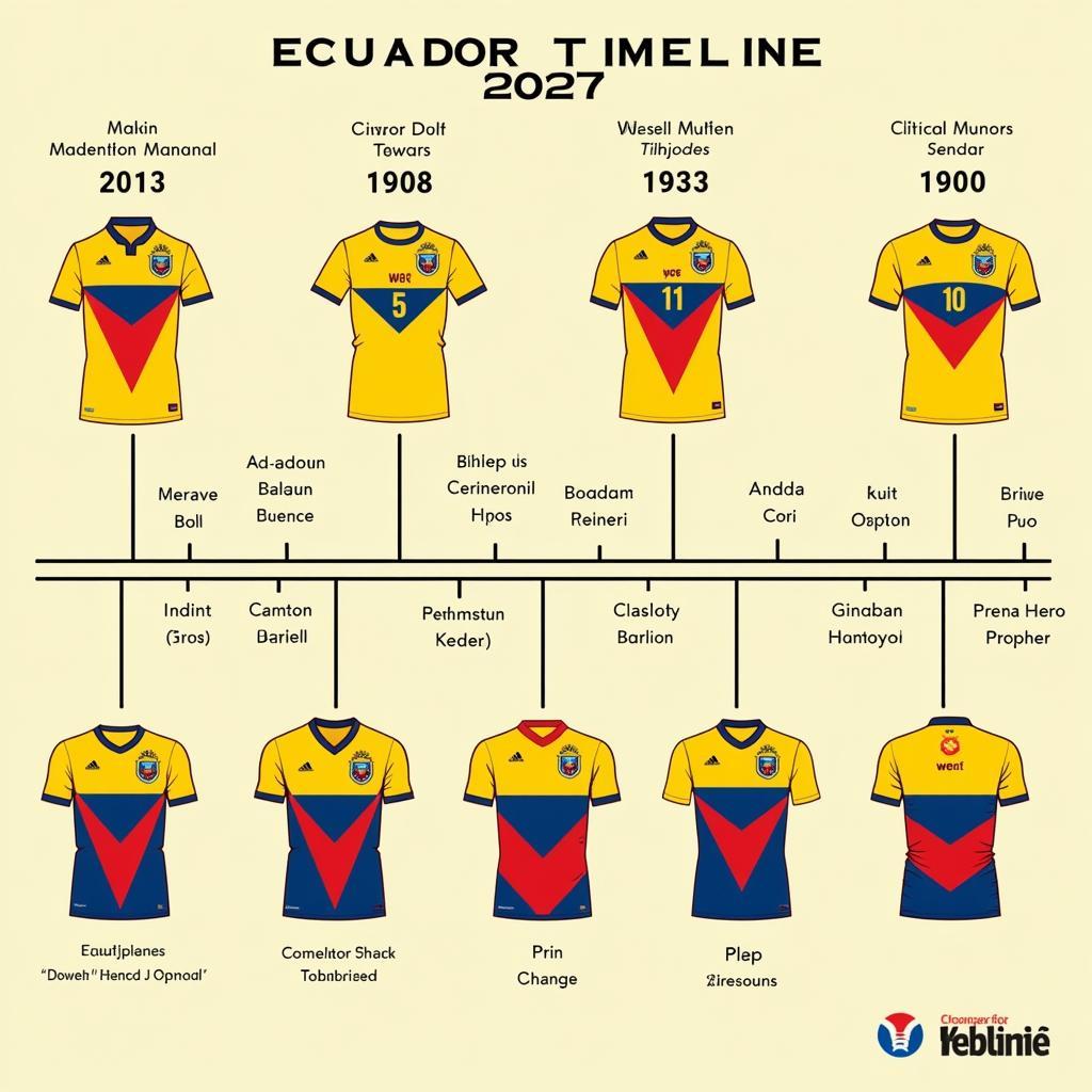 Evolution of Ecuador's home jerseys through the years