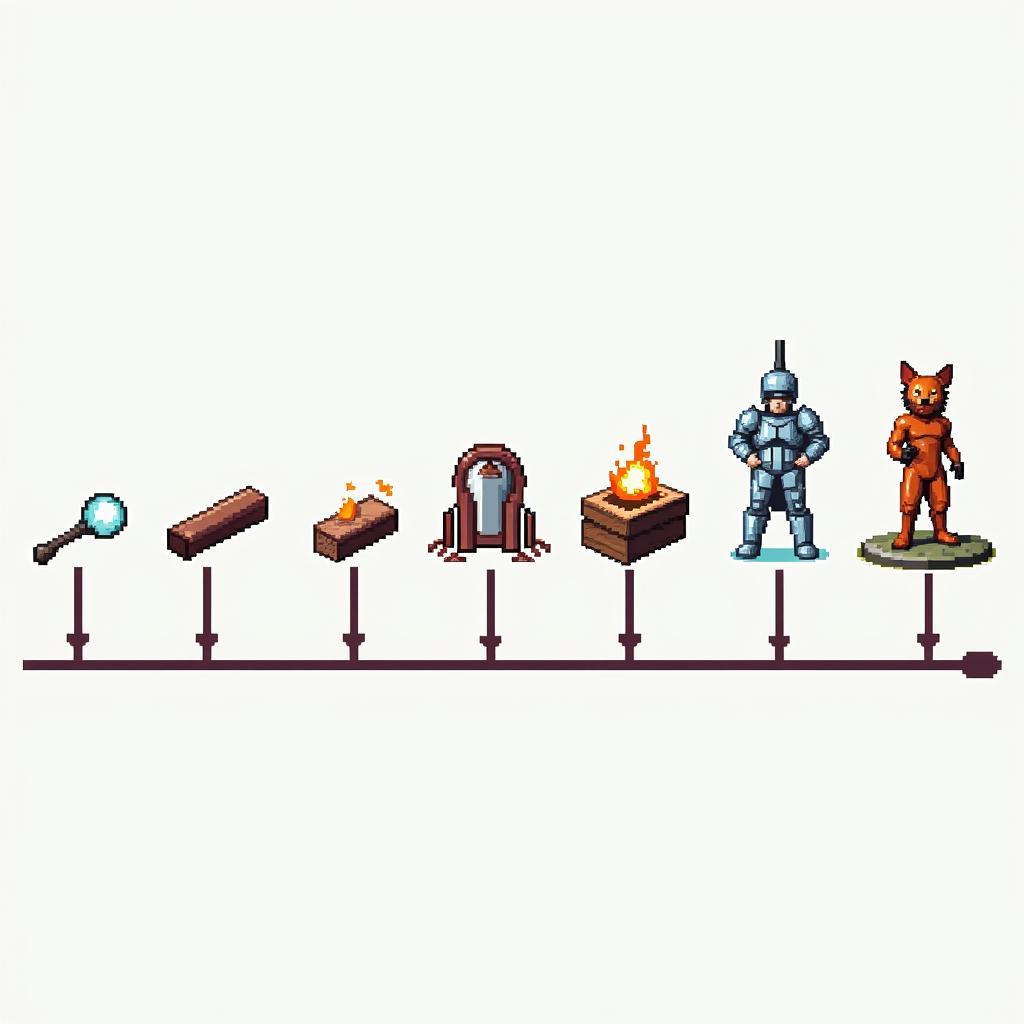 A timeline showcasing the evolution of in-game symbols, from the pixelated icons of early arcade games to the detailed and dynamic UI elements of modern AAA titles.