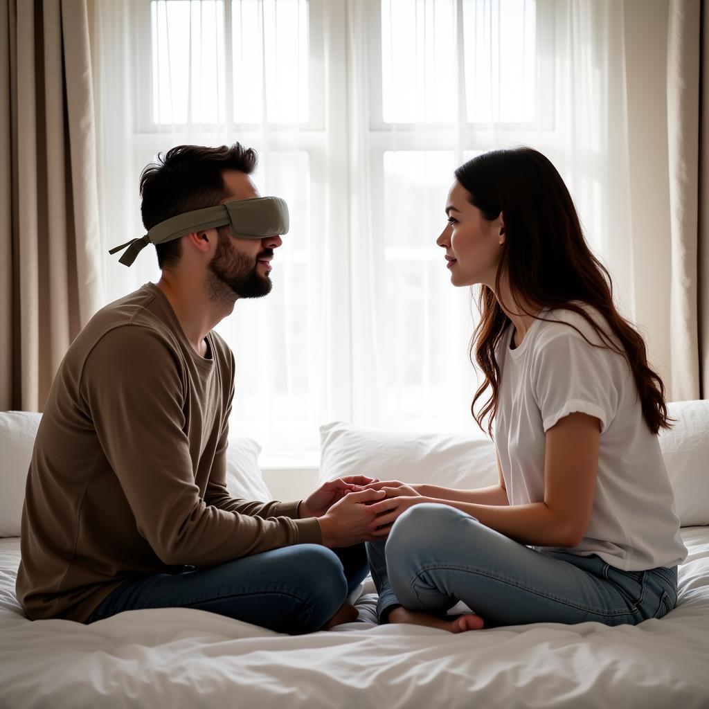 Couple communicating openly during a sex game