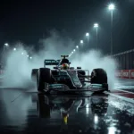 Lewis Hamilton Navigating a Rain-Soaked Track