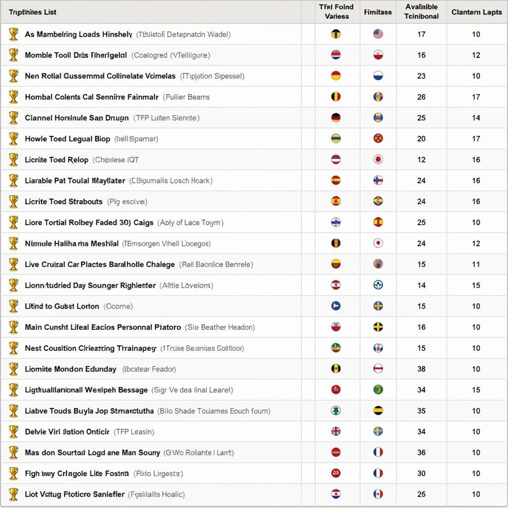 F1 23 Trophy List Display