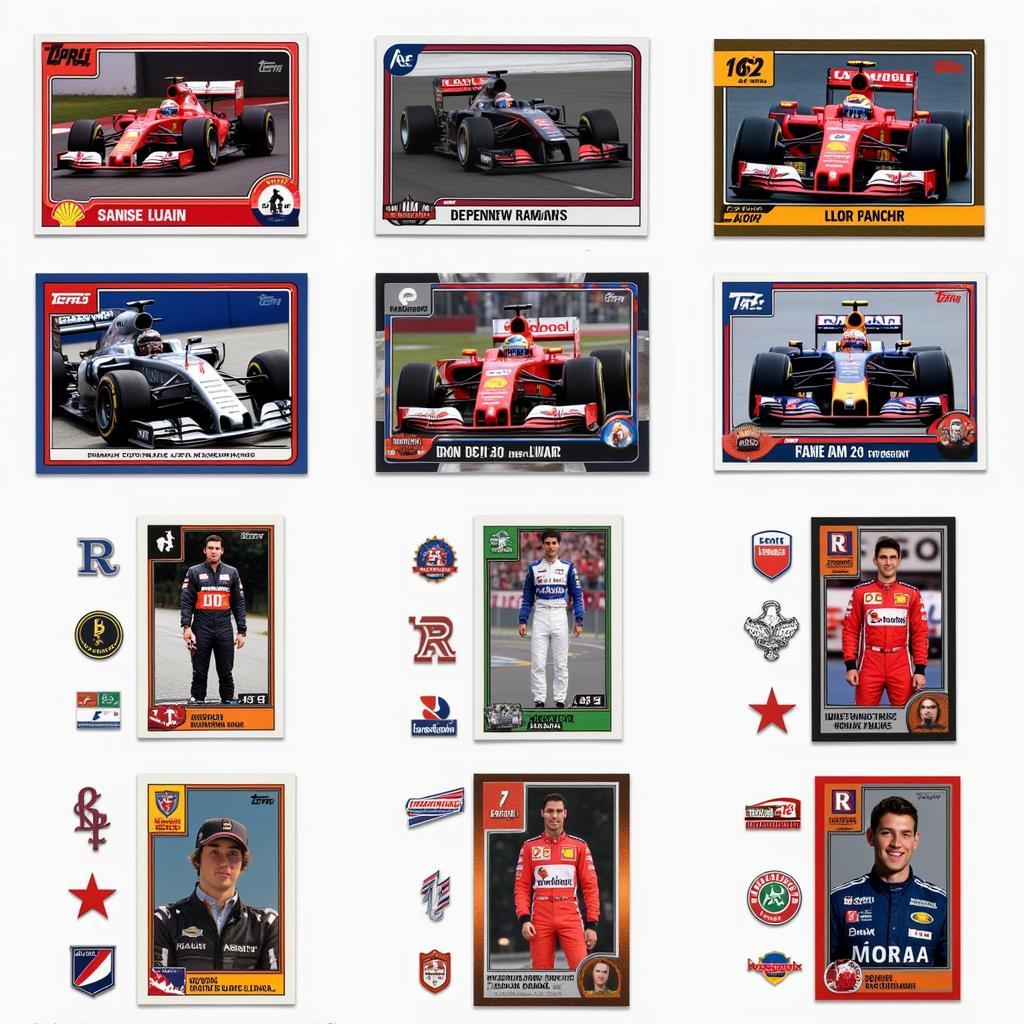 Examples of F1 driver cards from different manufacturers