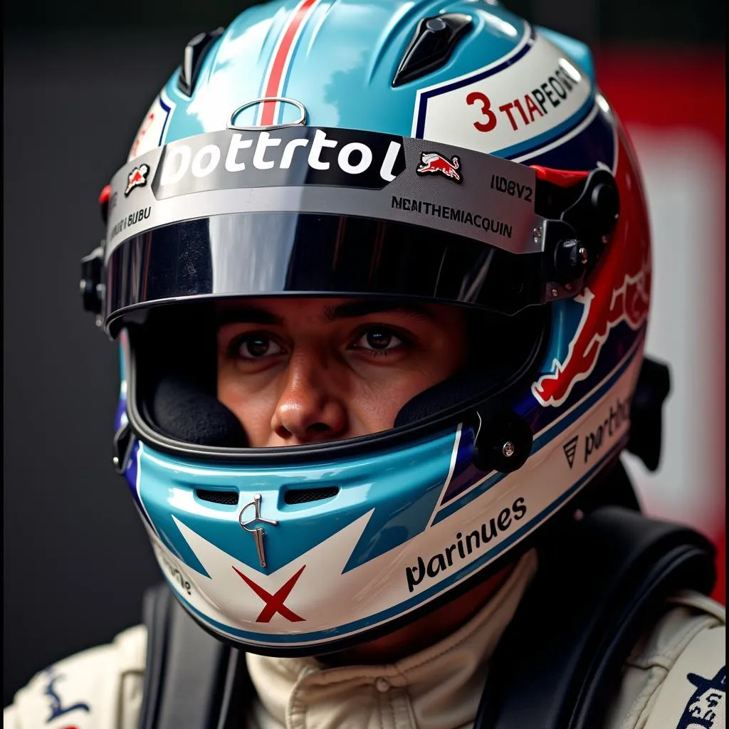 F1 Driver with 1/2 Helmet