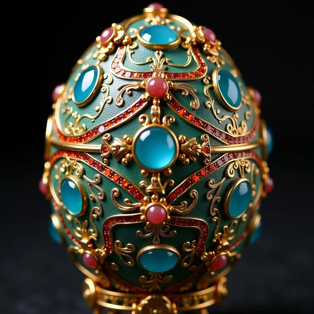 Close-up of Intricate Faberge Egg Details