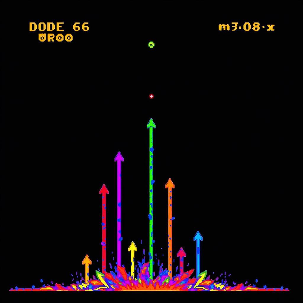 Falling arrows in an arcade game