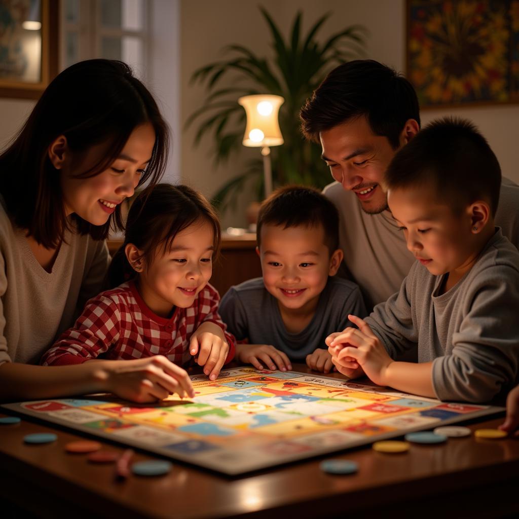 Family Enjoying Board Games Together