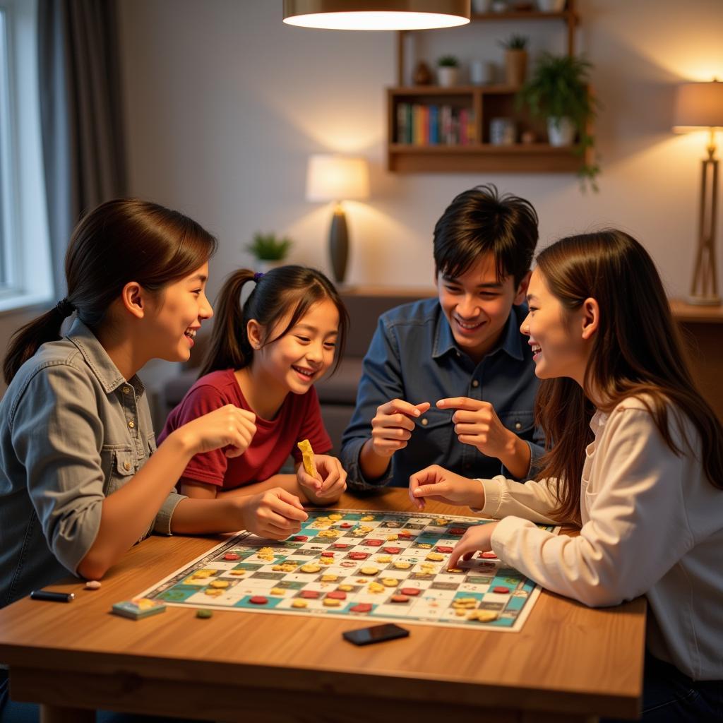 Family Enjoying Board Games