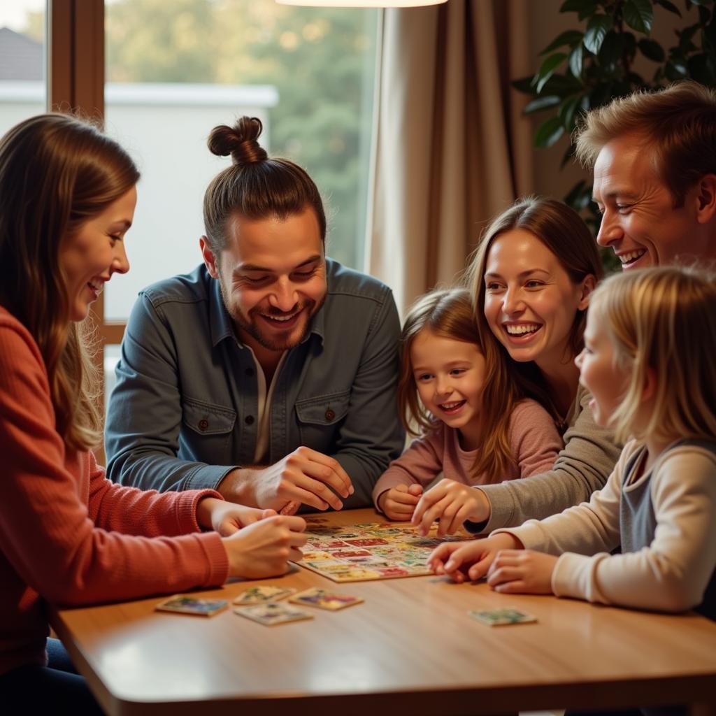 Families Enjoying Countertop Games