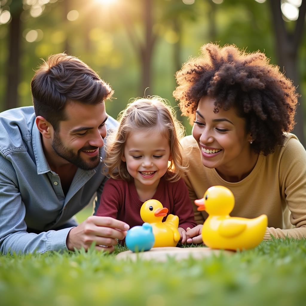 Family Enjoying a Duck Pond Game