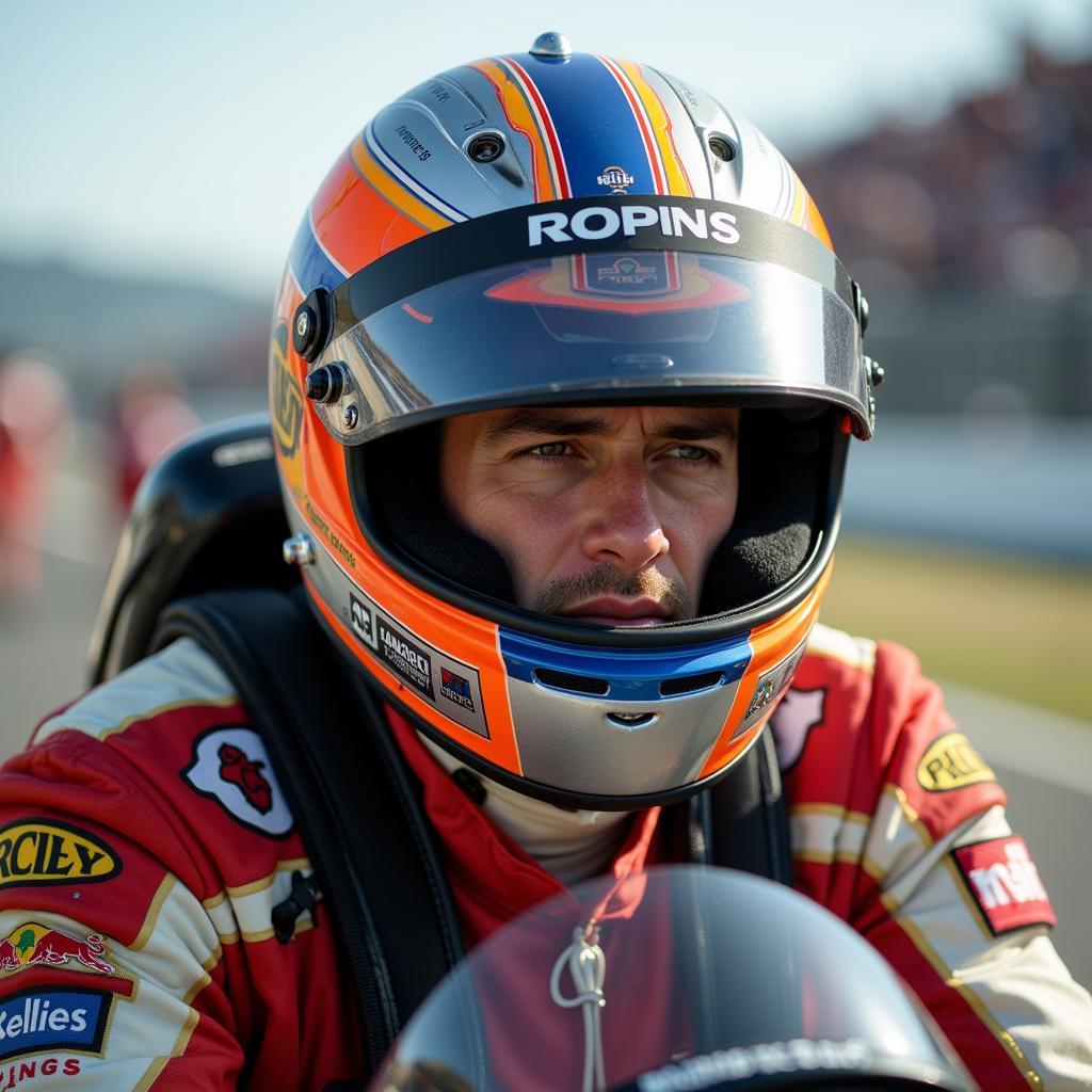 Famous Racer Sporting a Pattern Helmet