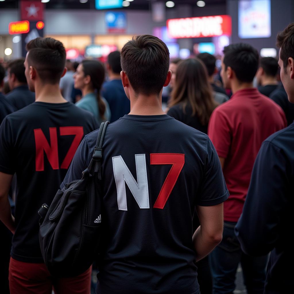 Fan Wearing a Mass Effect N7 Shirt at a Gaming Event