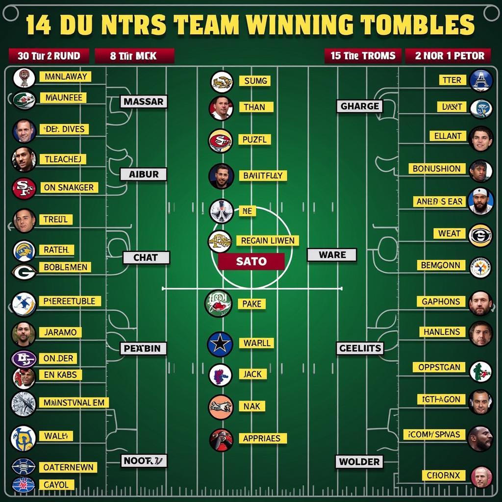 Fantasy football draft board with player rankings