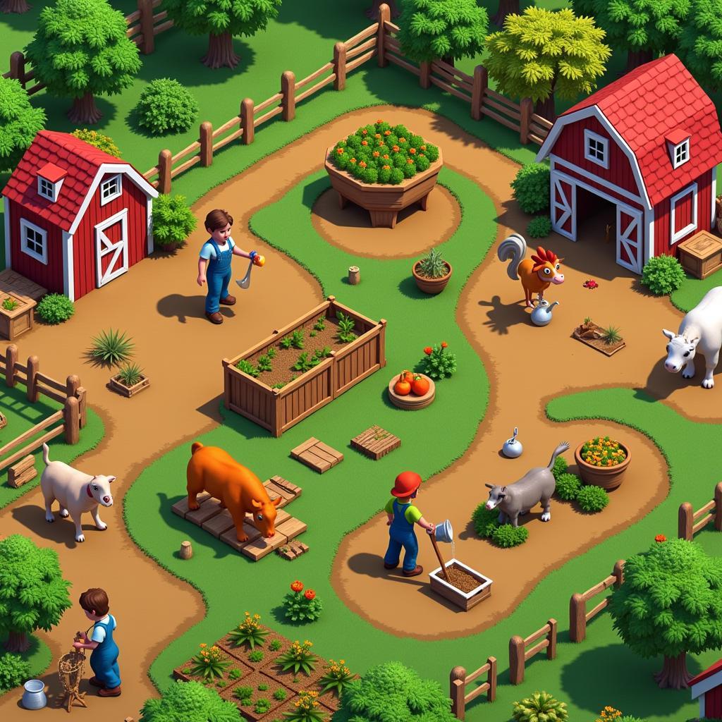 Farmville 2 players collaborating on farm tasks