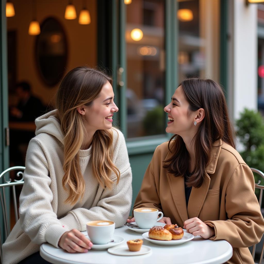 Couple laughing on a date