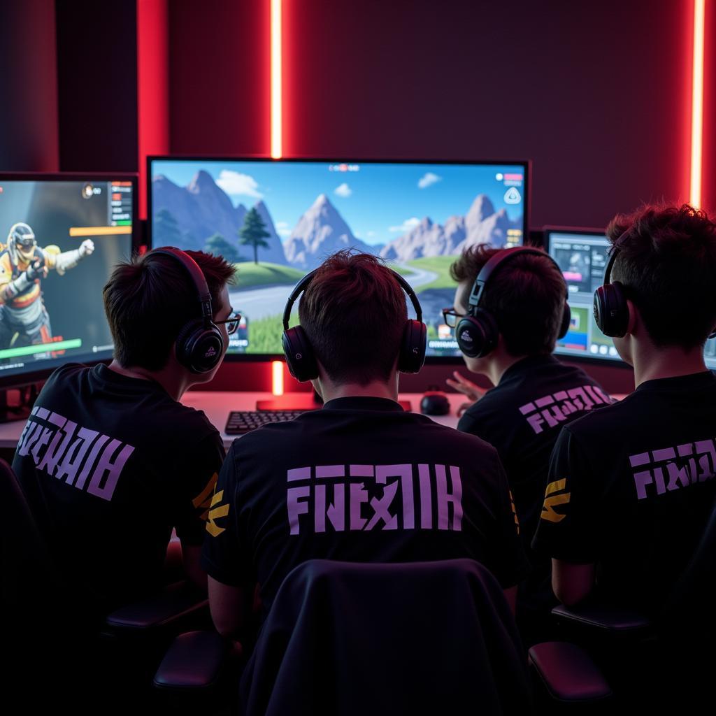 Fnatic Apex Legends team strategizing during a training session