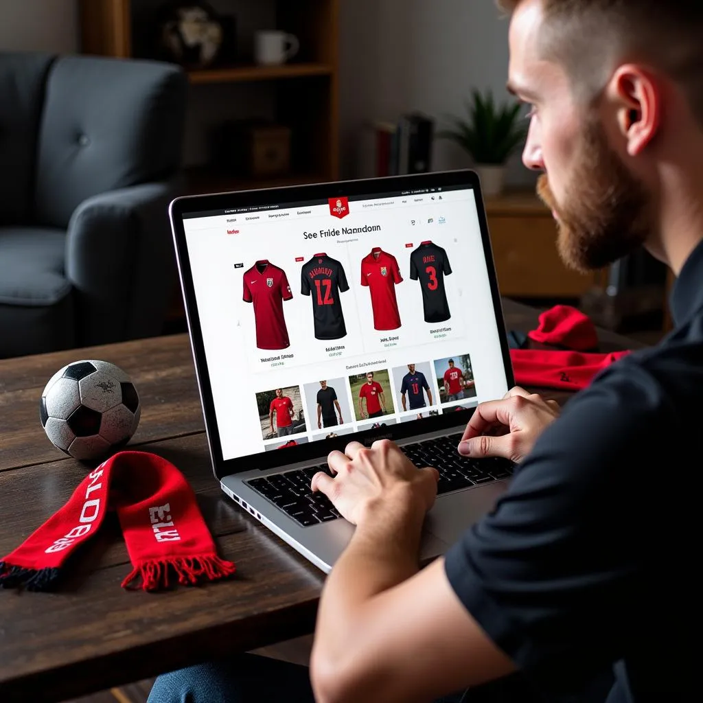 Football Fan Shopping Online for Gear