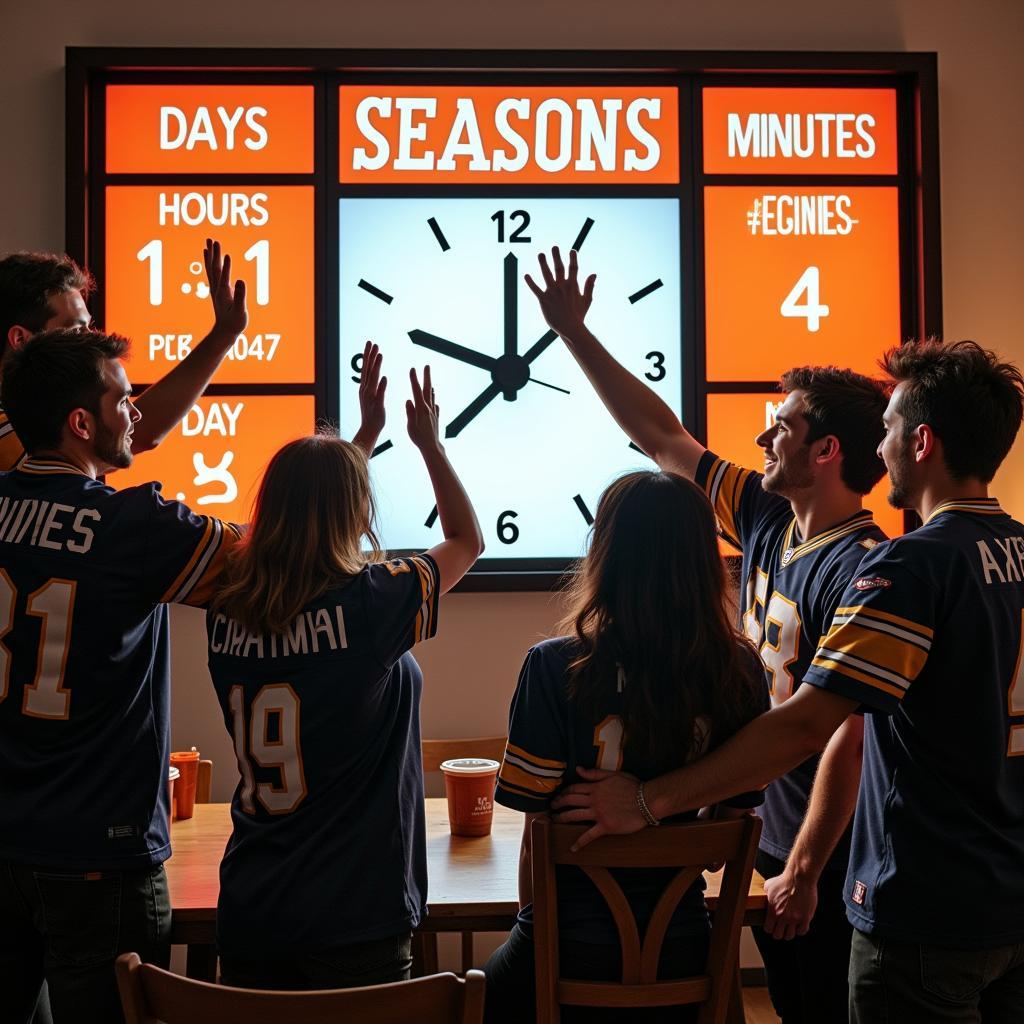 Football Fans Watching Countdown Clock