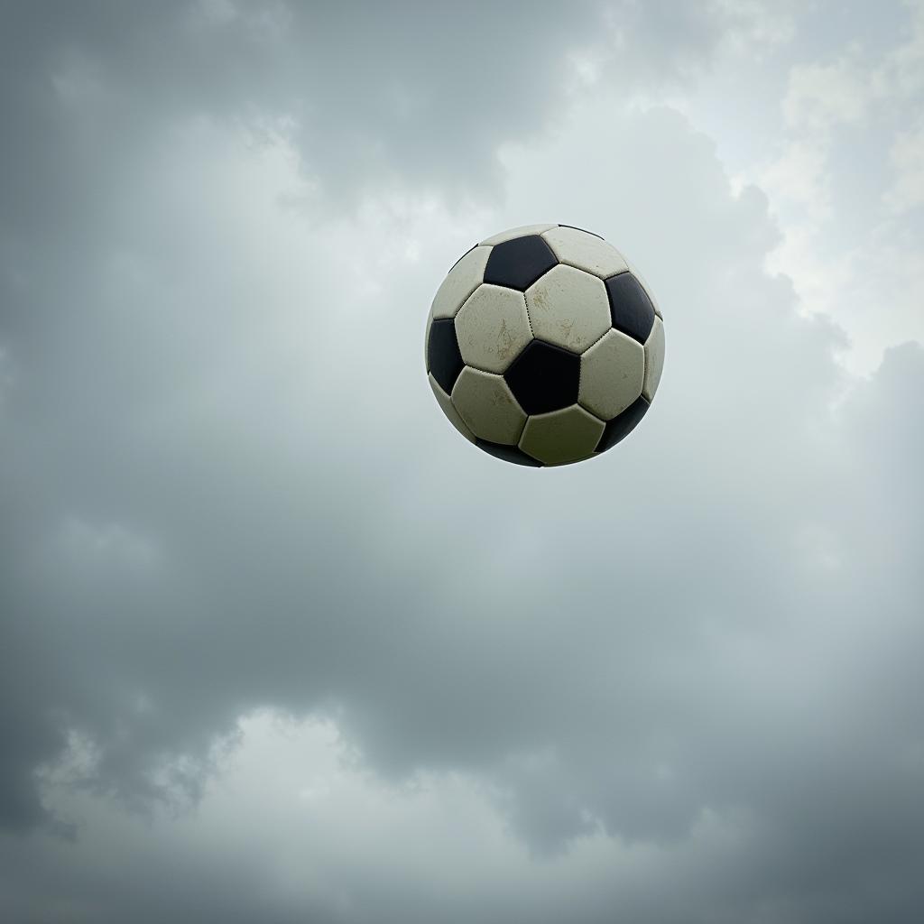 Football Soaring Through Cloudy Sky