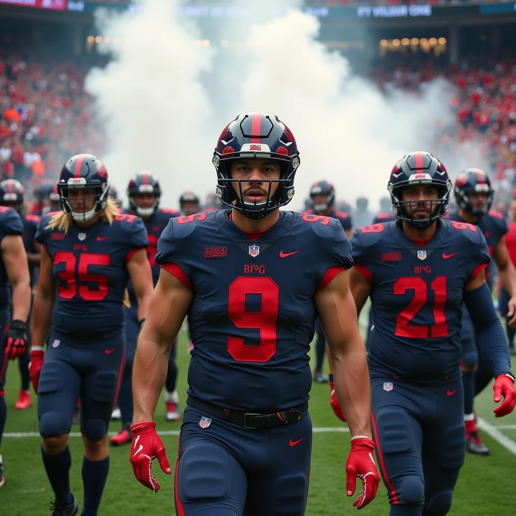 Football Players Entering Field