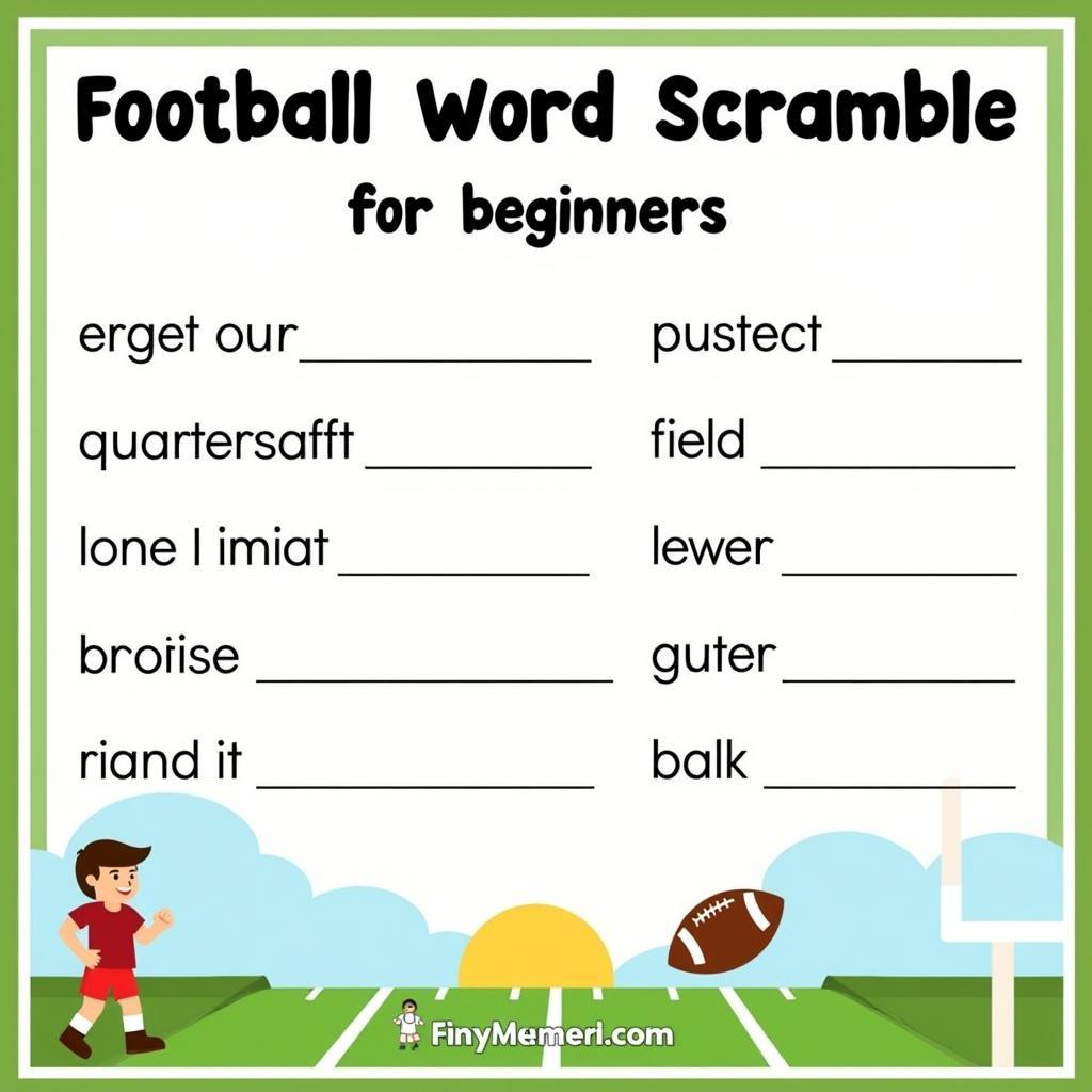 Football Word Scramble Puzzle Example