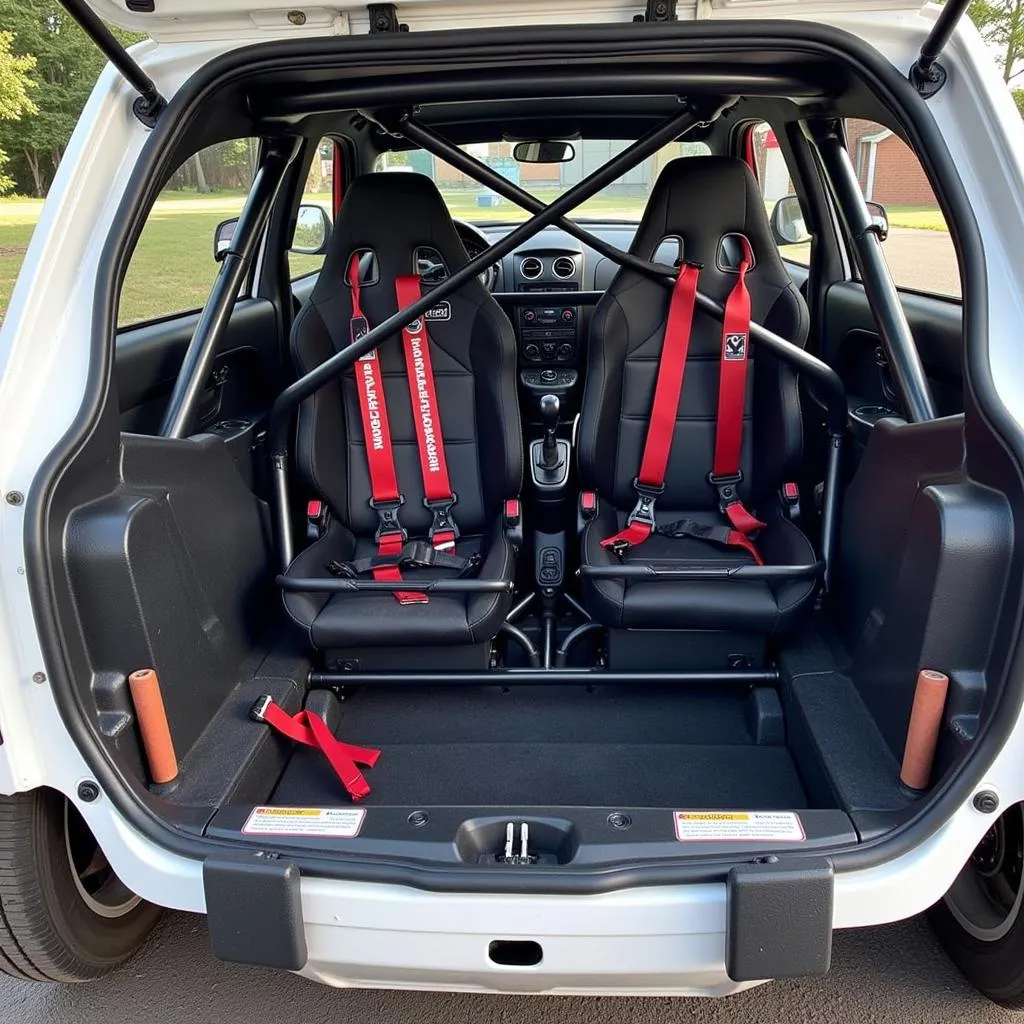 Interior view of a Ford Fiesta rally car