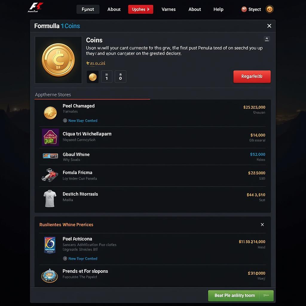 Formula 1 Coins in In-Game Store