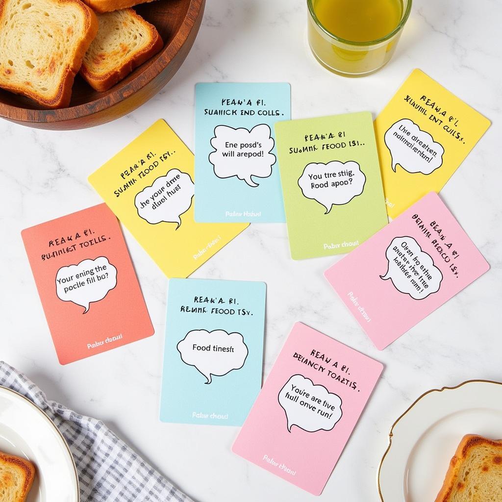 French Toast game cards with various prompts