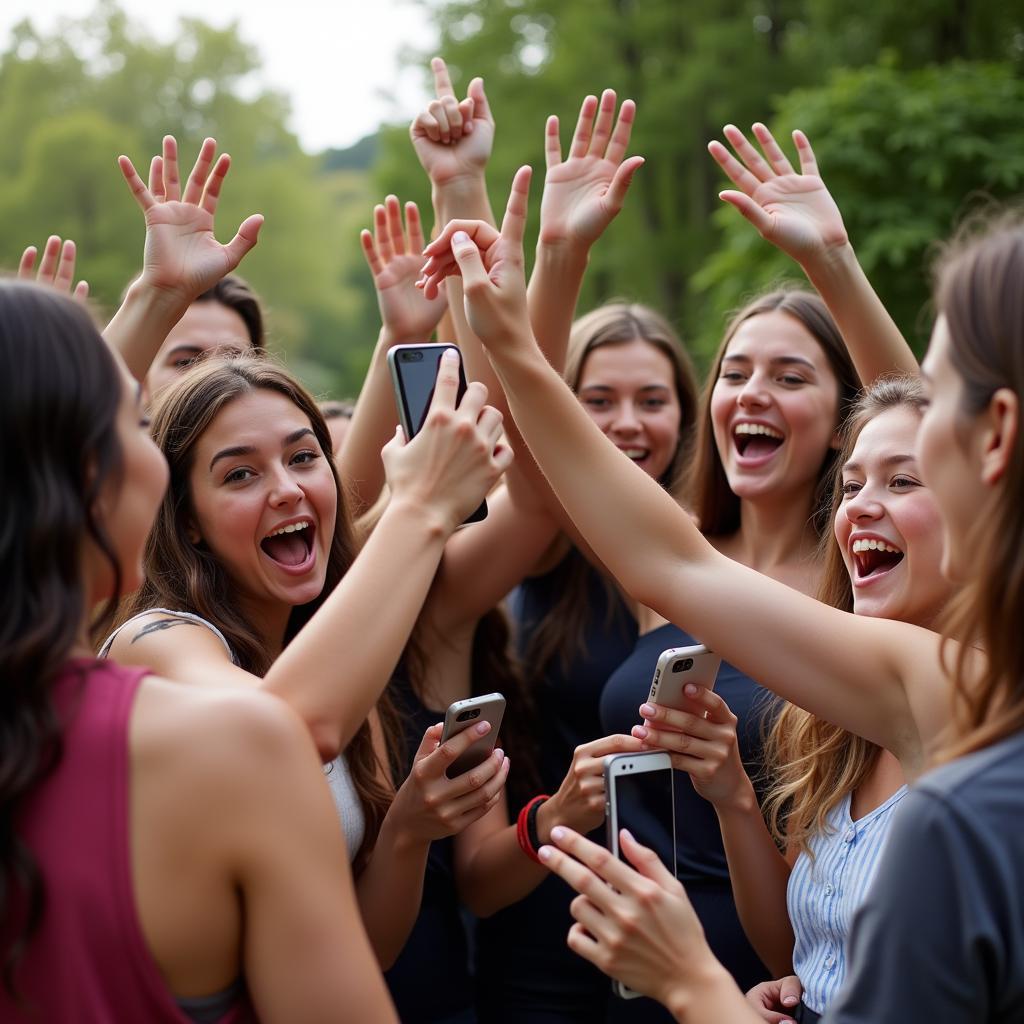 Friends Celebrating Choosing Their Group Name