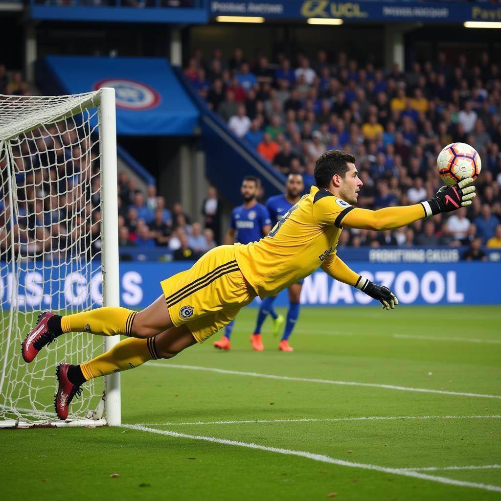 Frosinone Calcio goalkeeper makes a crucial save 