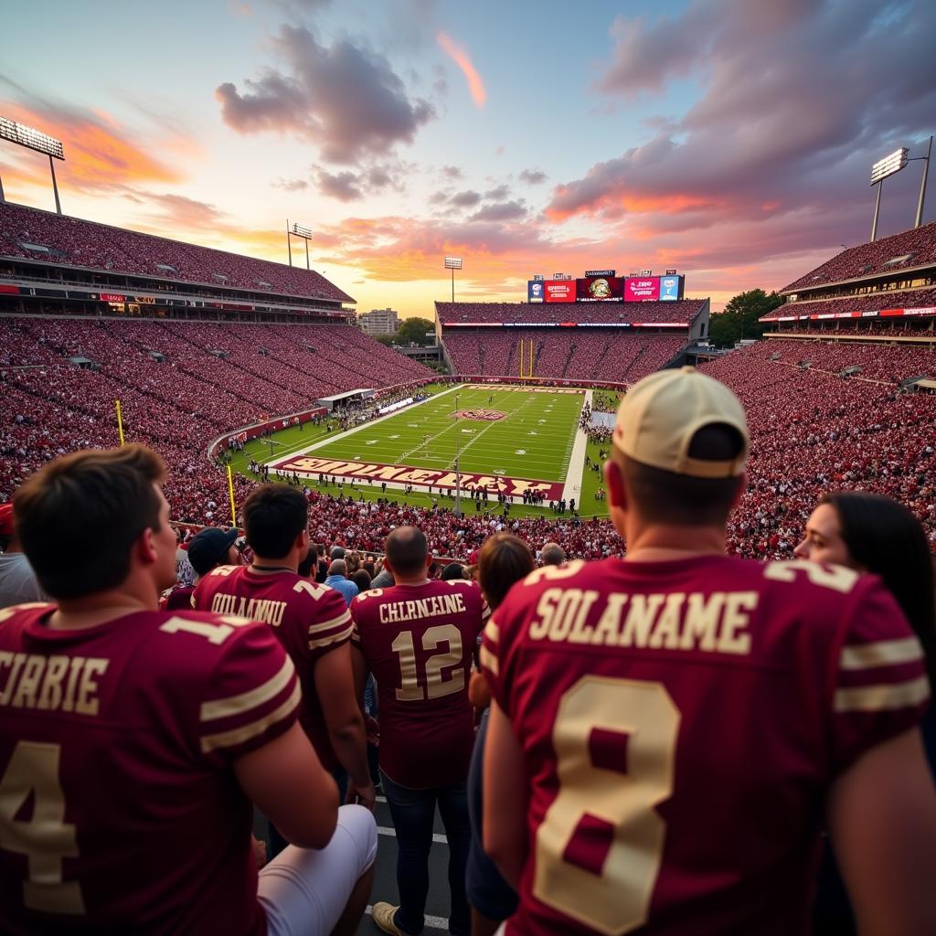 FSU fans celebrating a victory with nil jerseys