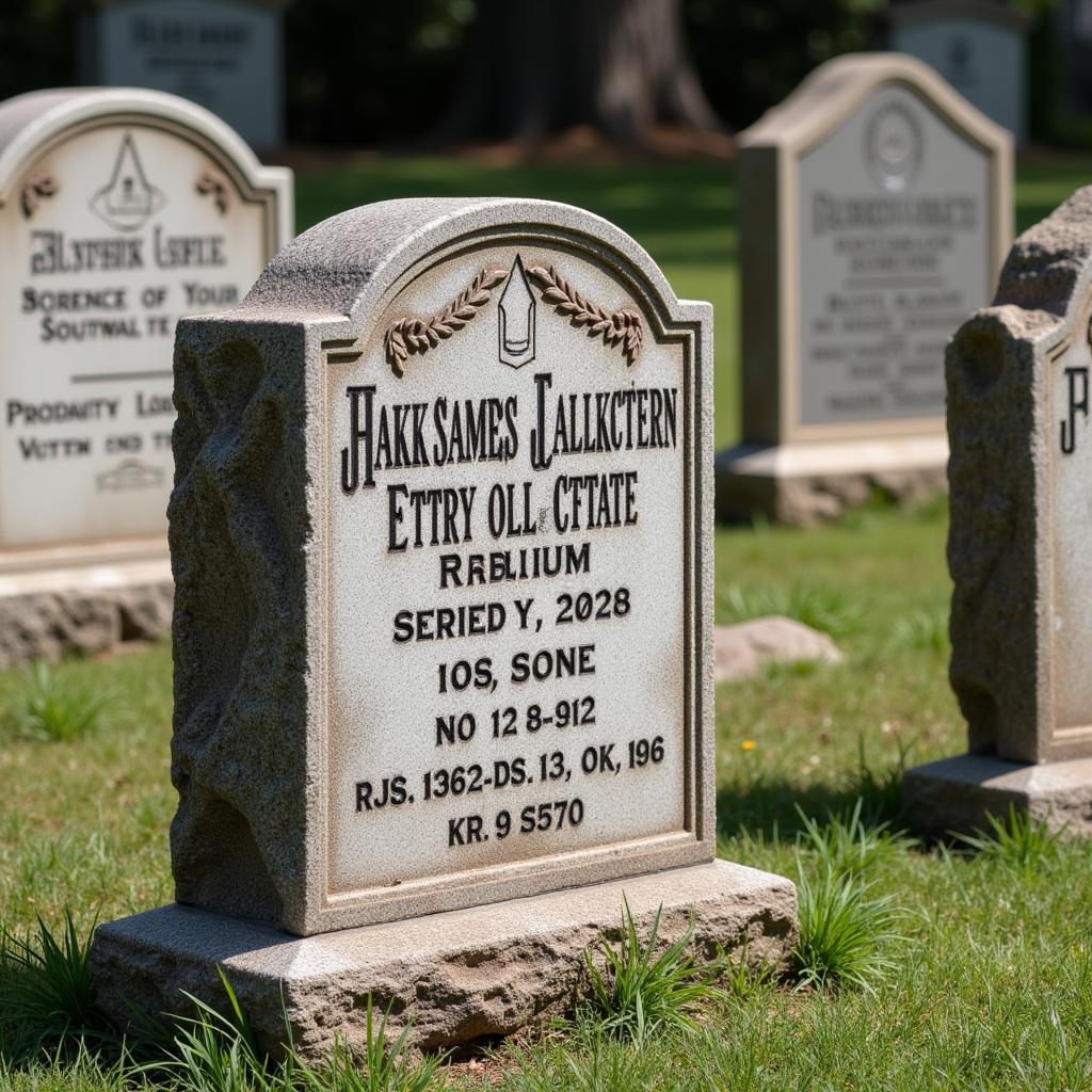 Florida State Sod Cemetery Tombstones