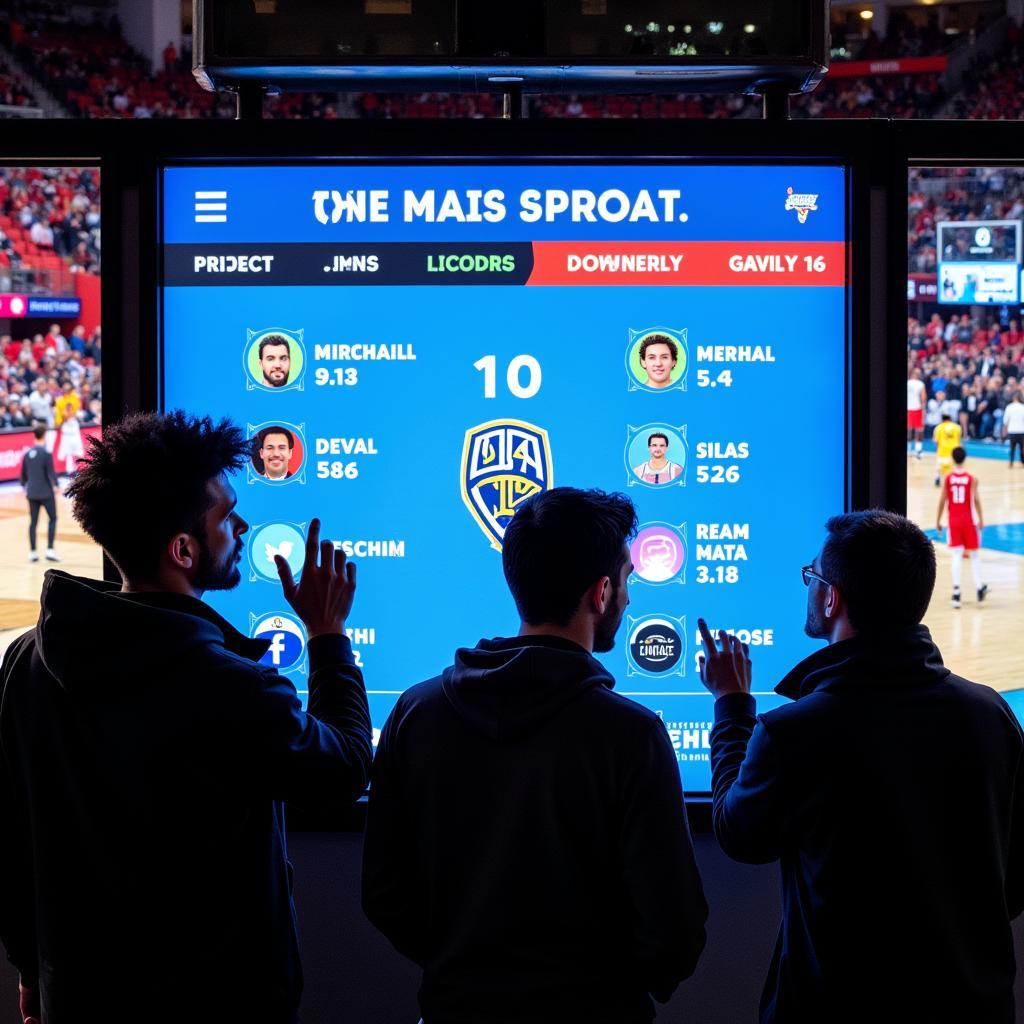 Interactive screens and technology at a full circle sports event