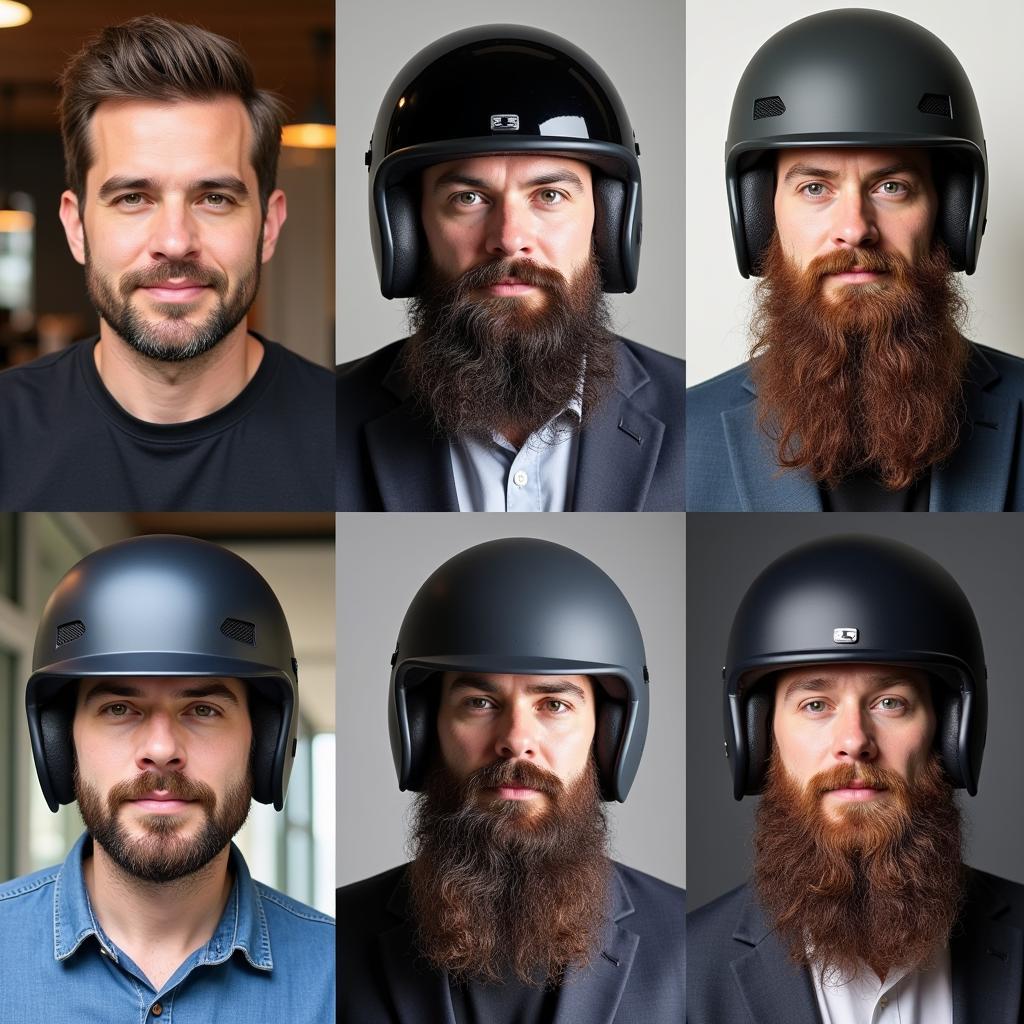 Different beard styles under full face helmets