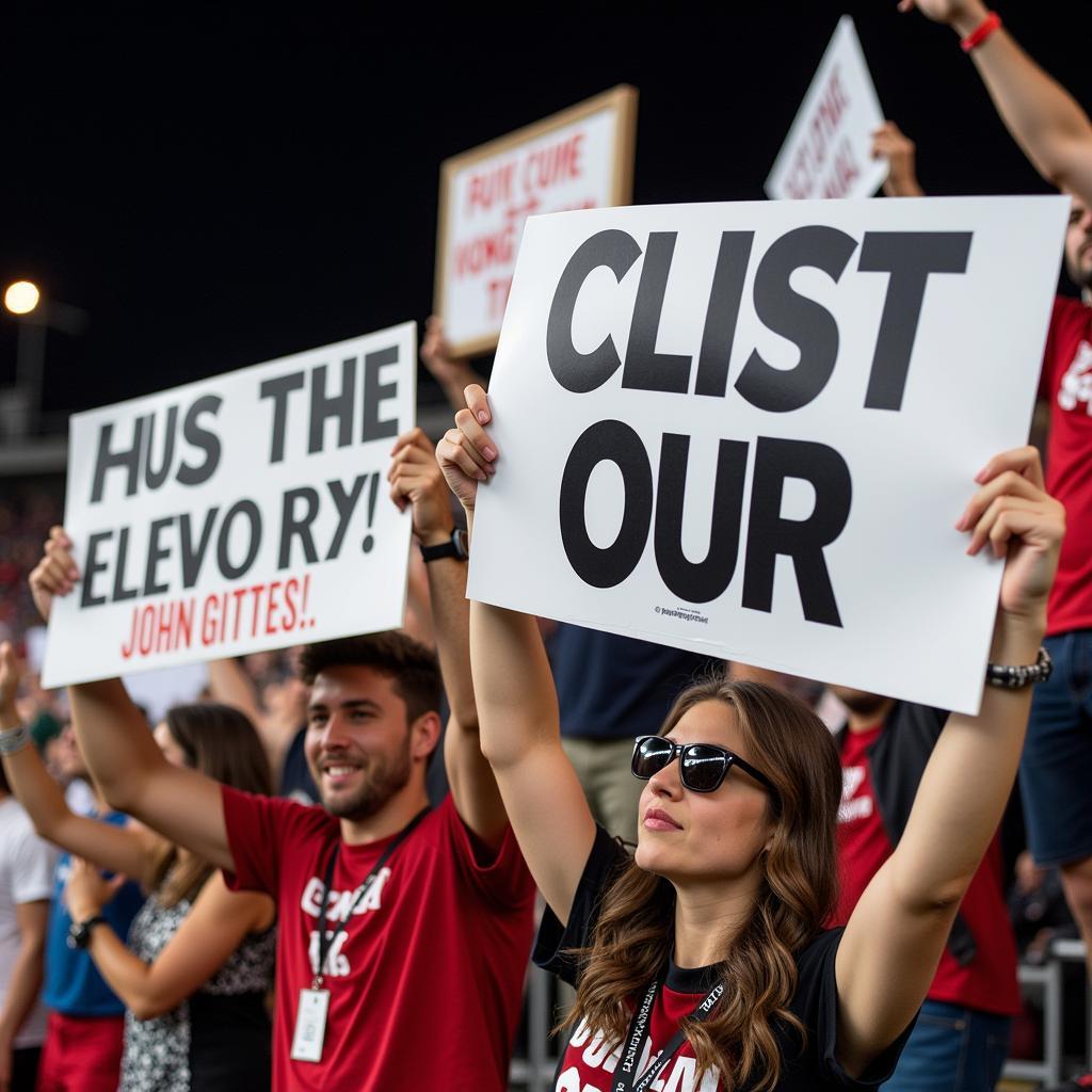 Humorous Cheer Signs at a Football Game