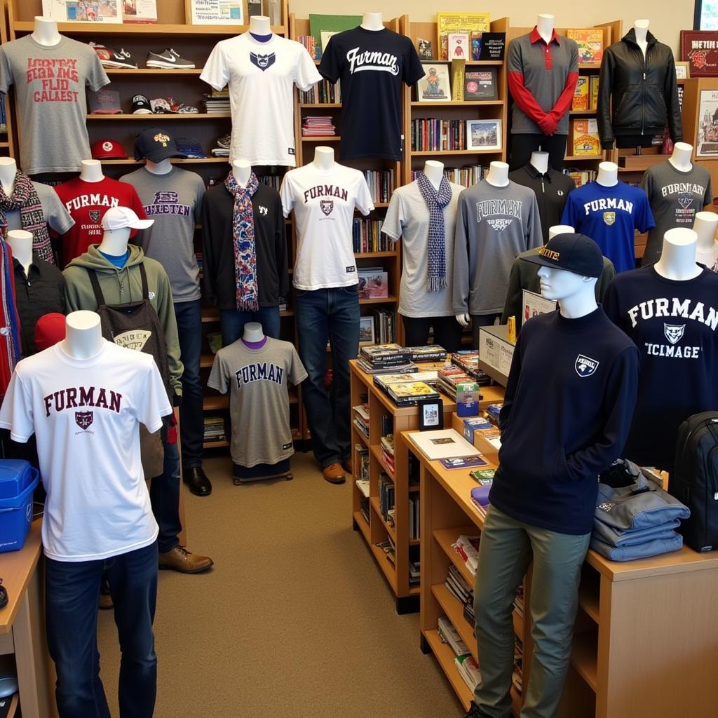 Variety of Furman Apparel on Display