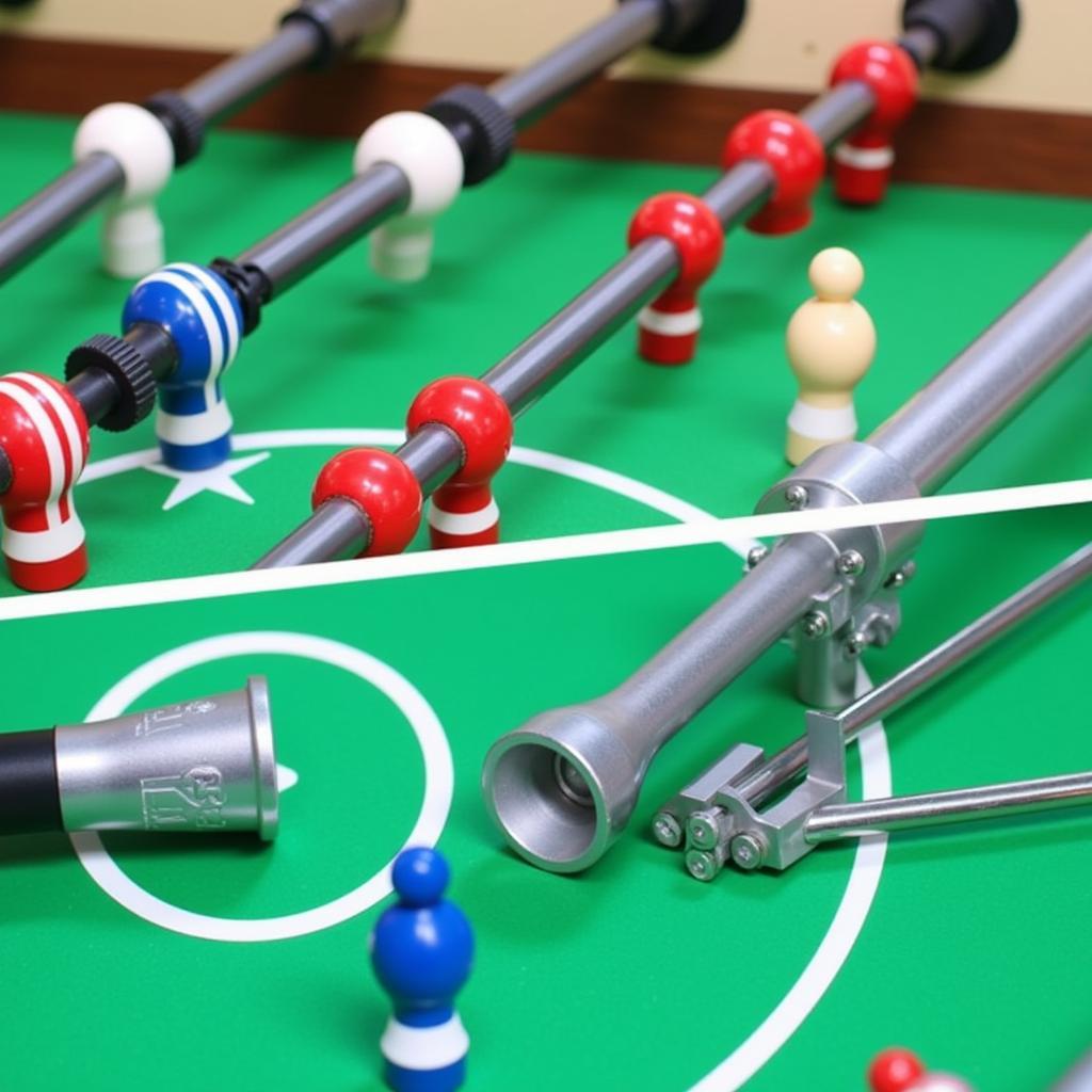 Close Up of Fussball Table Rods