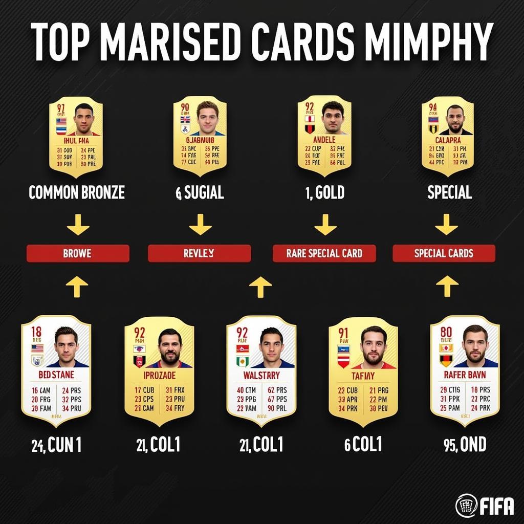 Different rarity levels of FIFA Ultimate Team player cards