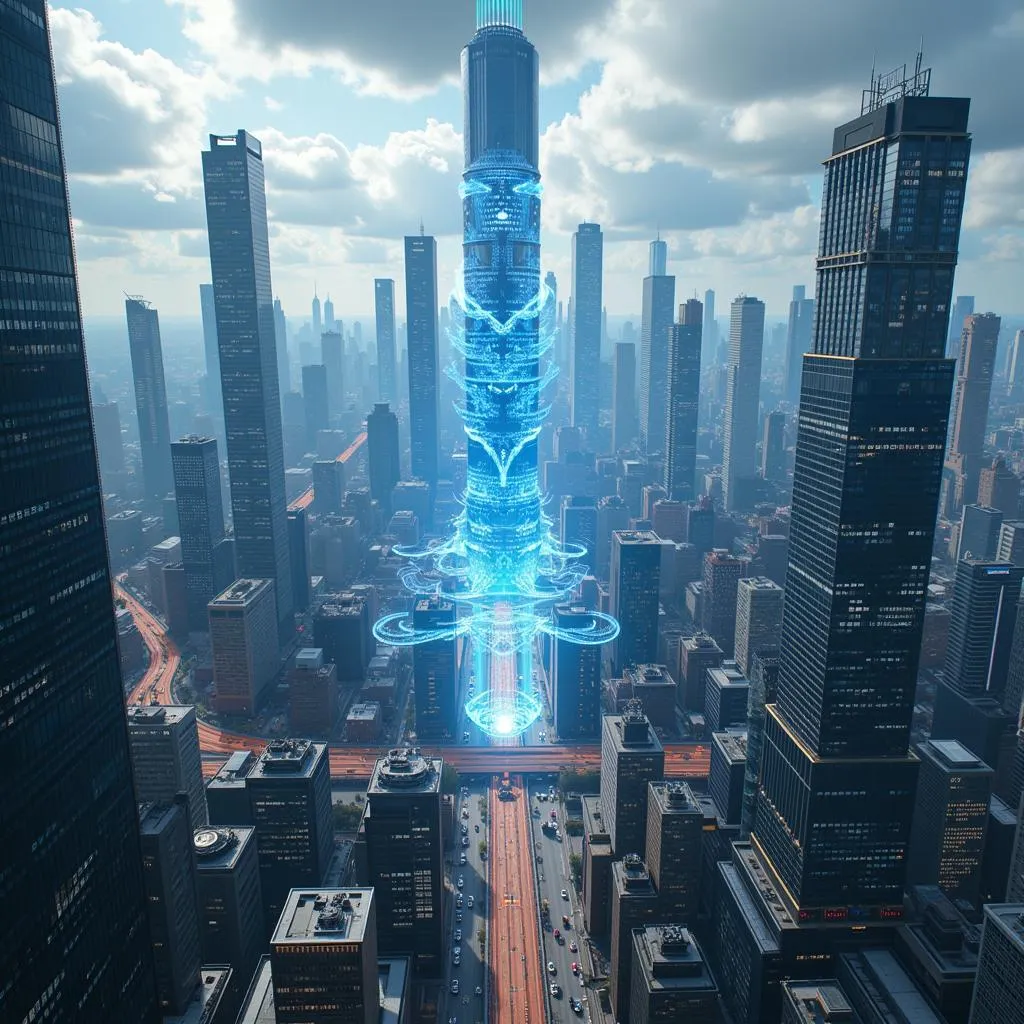 Futuristic Cityscape Depicting 2042