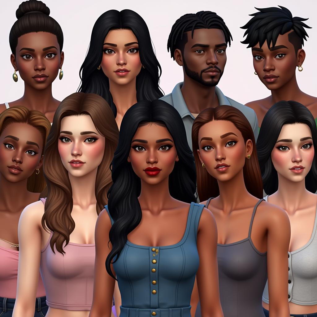 Diverse Sims 4 Characters with Gaia Skinblends