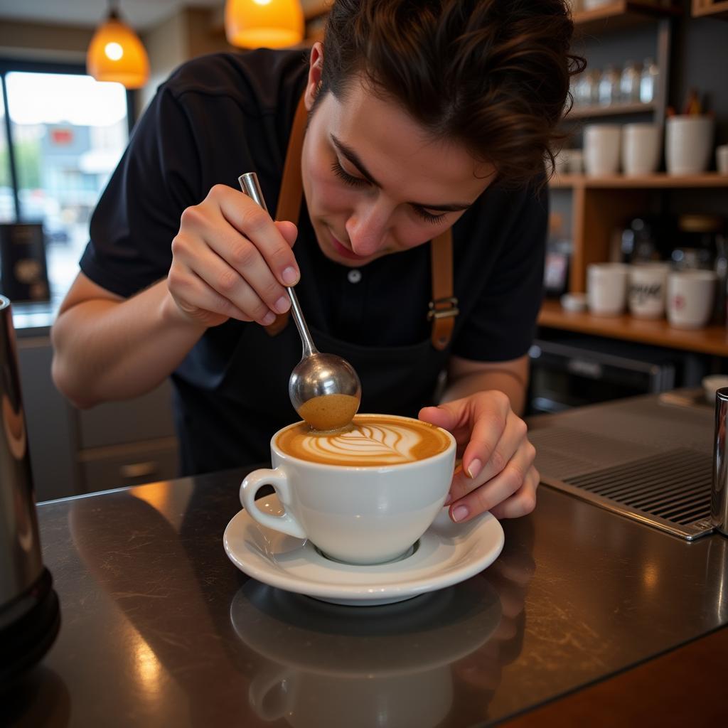 Galway Barista Making Latte Art