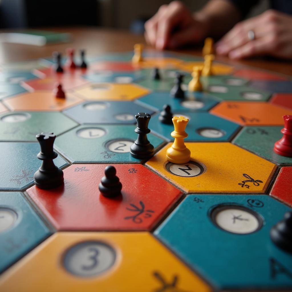 Strategic board game with a hexagonal grid