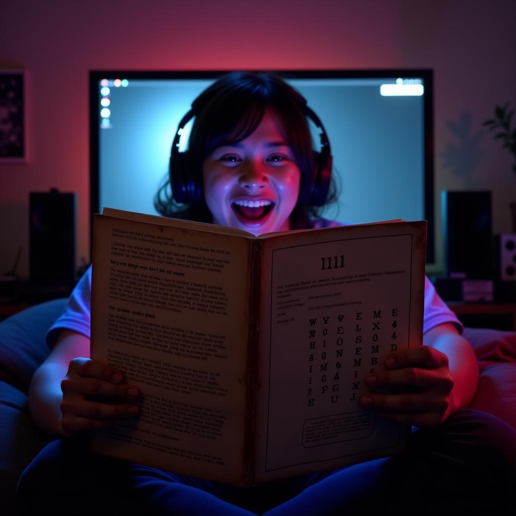 Gamer Discovering Secret Code on Page 111