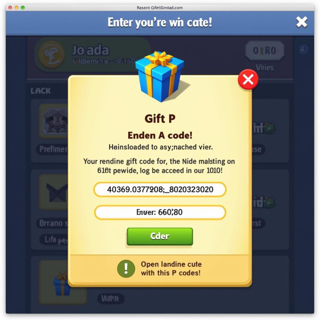 Gamer redeeming Gift P code on gaming platform