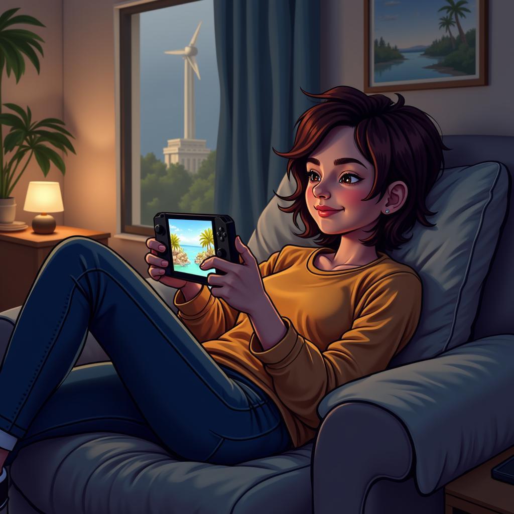 Gamer Relaxing with a Cozy Game