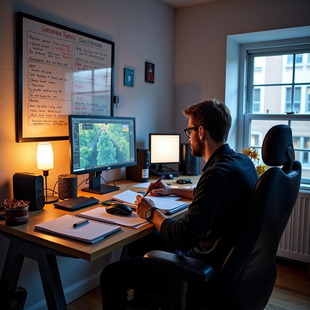 Gamer Using Planner to Track Progress