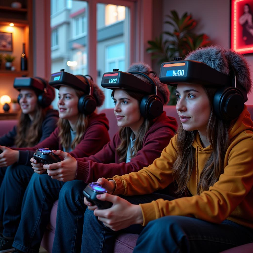 Group of Gamers Sporting Never Ending Game Hats