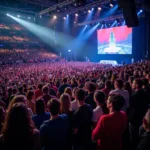 Excited crowd at a gaming convention