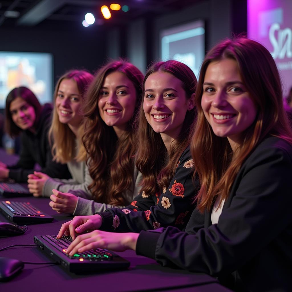 Gamers socializing at a community event