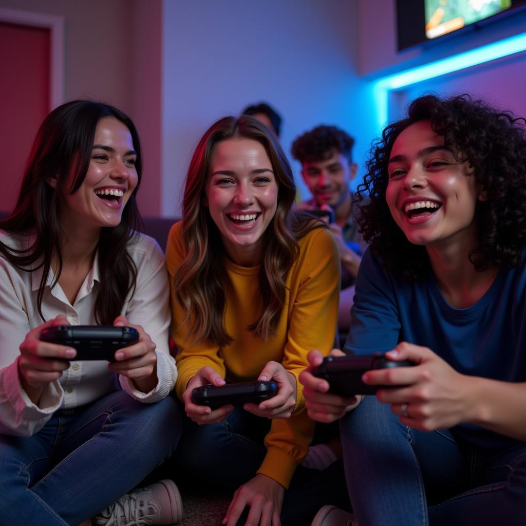 People playing video games together