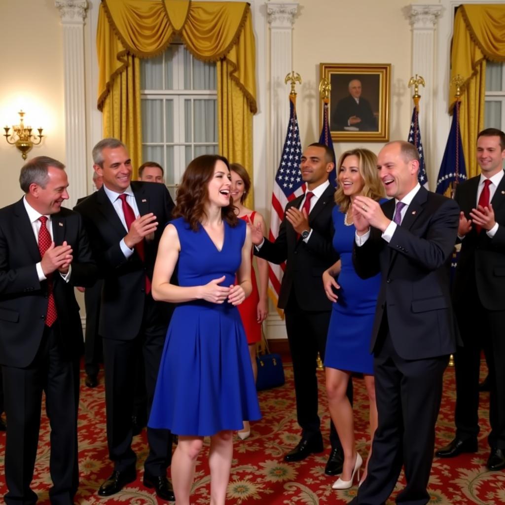 Performing the Gator Chomp at a White House event.